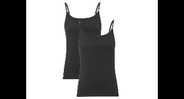 MEXX Dames spaghettibandjeshemd, 2 stuks, getailleerd gesneden (L, Zwart)