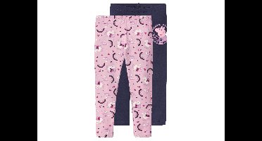 Set van 2 kinder thermoleggings (Donkerblauw/lichtroze, 98/104)