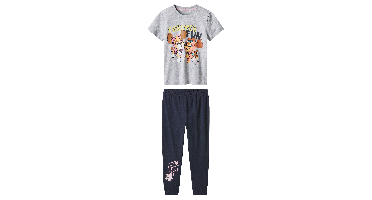 Kinder pyjama met glow-in-the-dark print (Grijs/donkerblauw, 122/128)
