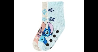 2 Paar kinder sokken (Stitch/wit/lichtblauw, 23/26)