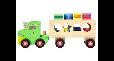 Houten vrachtwagen met aanhanger (Houten vorm vrachtwagen)