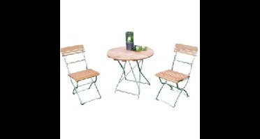 Hardhouten Bistroset München ⌀ 77 cm met metalen frame