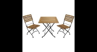 Hardhouten Bistroset Jakarta 75 x 75 cm met zwart frame