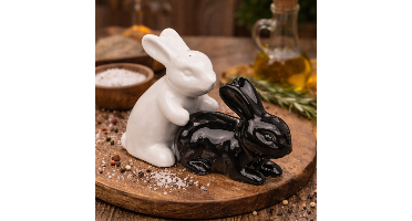 Peper- en zoutstel konijnen - Keramiek - Set van 2