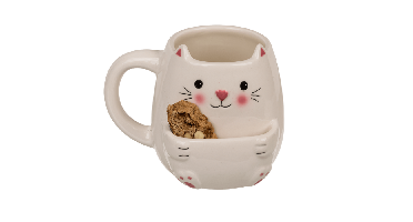 Katten Mok - 450 ml - Met Koekjesvak - Keramiek - Cadeau Kattenliefhebbers