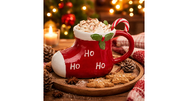 Kerstmok Kerstlaars - 300 ml - Keramiek - Feestelijk Cadeau