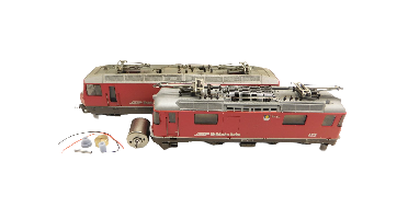 micromotor HSB001C motor ombouwset voor Bemo Ge 4/4 II / III (Ronde Mashimamotor met Schnittstelle en vliegwiel)