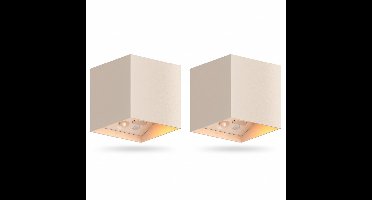 Set van 2 Volterra Up en Down Muurlamp Zand Oplaadbaar met Bewegingssensor