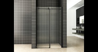 Sanifun schuifbare nisdeur 2-d. mat-zwart 1200x2000 chr.8mm NANO.