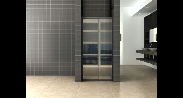 Sanifun Skyline schuifbare nisdeur 1000x2000 mat-zwart 8mm NANO.