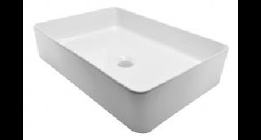 Sanifun Wiesbaden Link opzetwastafel vierkant 350x500x145 wit.