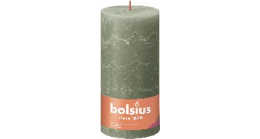 Bolsius stompkaars rustiek shine 10x20cm fresh olive