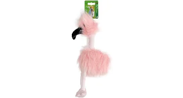 Boon Fluffy Bird hondenspeeltje roze & zwart 35cm