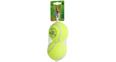 Boon hondenspeelgoed tennisbal squeak l geel net a 2 stuks