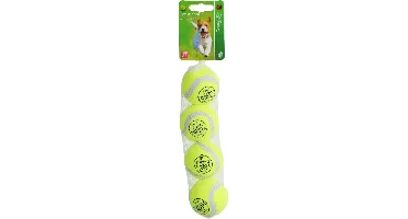 Boon hondenspeelgoed tennisbal squeak s geel net a 4 stuks