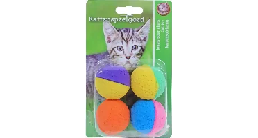 Boon kattenspeelgoed blister à 4 sponsballen, 2 kleuren