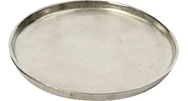Decoris decoratiebord aluminium rond 35x2.5cm zilver