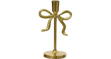 Decoris kandelaar aluminium strik 12x8.5x21cm goud