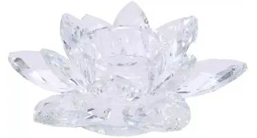 Decoris theelichthouder glas bloem 13.5x4.5cm transparant
