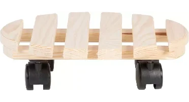 Esschert Design plantentrolley rond hout 28,4 cm naturel