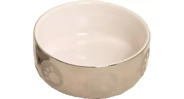 Katteneetbak royal Ø 13 cm, zilver/wit