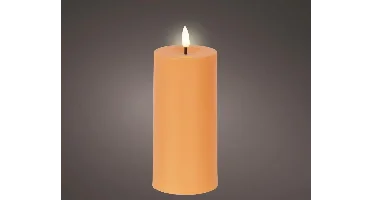 Lumineo solar kaars plastic oranje Ø7 x 15 cm warm wit