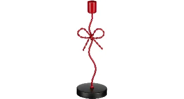 Mica Decorations kandelaar ijzer strik 8x7x25cm rood