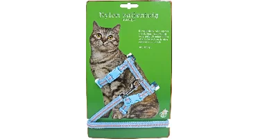 Nylon kattentuig met lijn en stiksel, lichtblauw