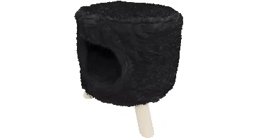 Poef rond pluche met gat Ø 42x50 cm zwart