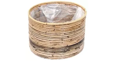 Rotan Cilinder plantenmand grijs 30x30cm