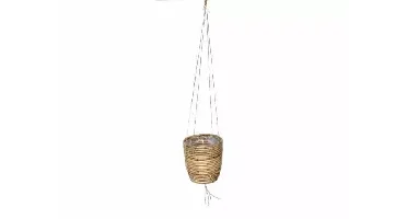 Rotan hangende plantenmand grijs 15x14cm