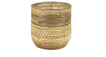 Rotan Lombok plantenmand grijs 24x24cm