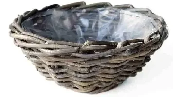 Rotan plantenmand antiek grijs 30x12cm
