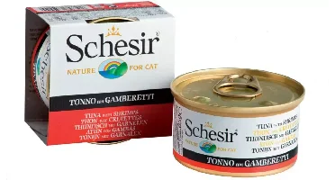 Schesir kattenvoer in gelei tonijn & garnalen 85g