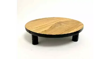 Teak plantenstandaard 40x9cm natural/black