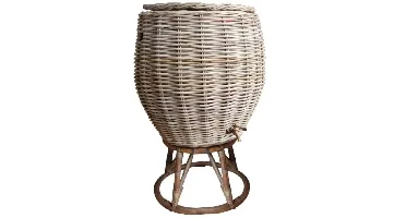 Van der Leeden Rain Barrel Rattan incl. stand 65x90cm Grijs