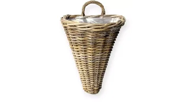 Van der Leeden Rotan Wand plantenmand 30x26x37cm Bruin