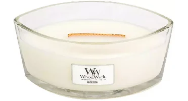 WoodWick ellipse candle white teak