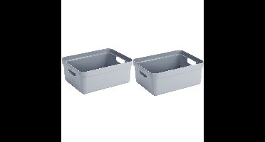 10x stuks blauwgrijze opbergboxen/opbergmanden 24 liter kunststof