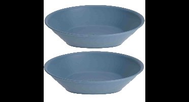 12x Stuks onbreekbare kunststof ontbijt/dinerbordjes - diep - blauw - 18 cm