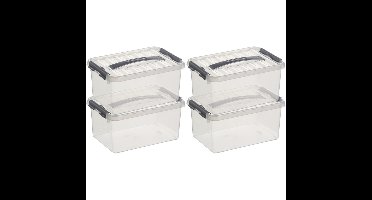 12x sunware q-line opberg box/opbergdoos - 6 liter - 30 x 20 x 14 cm - kunststof - transparant