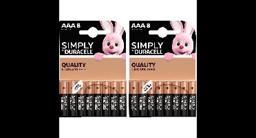 16x Duracell AAA Simply batterijen alkaline LR03 MN2400 1.5 V