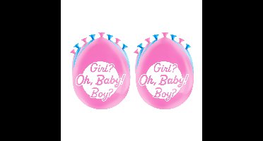 16x stuks Gender reveal party ballonnen - roze/blauw - latex - ca 30 cm