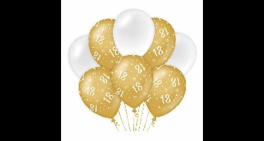 18 jaar leeftijd thema Ballonnen - 16x - goud/wit - Verjaardag - Versiering/feestartikelen