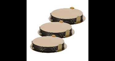 18x onderzetters goud RVS met houder 8,5 cm voor glazen