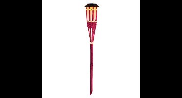 1x Roze buiten/tuin Led fakkel Bodi solar verlichting 54 cm vlam