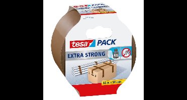 1x Tesa verpakkingstape extra sterk bruin 66 mtr x 50 mm verpakkingsbenodigdheden