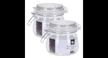 20x stuks opslagpotten/weckpotten van glas met klem beugel deksel en afsluitring met inhoud 500 ML