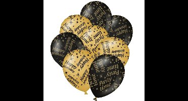 24x stuks leeftijd verjaardag ballonnen Party Time en Happy Birthday print