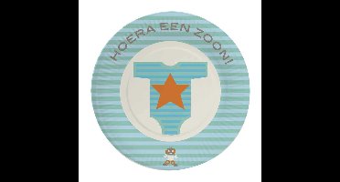 24x stuks Wegwerp bordjes karton geboorte zoon/jongen 18 cm feestartikelen